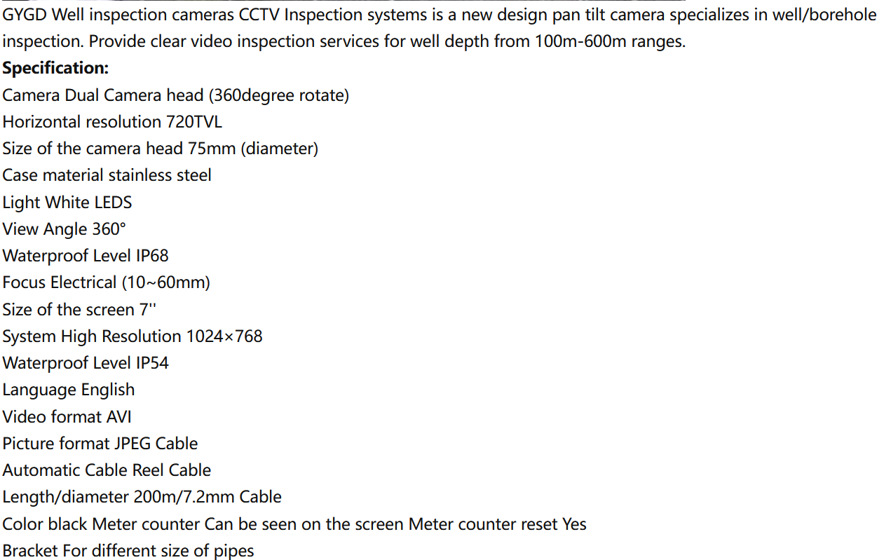 Borehole CCTV Equipment